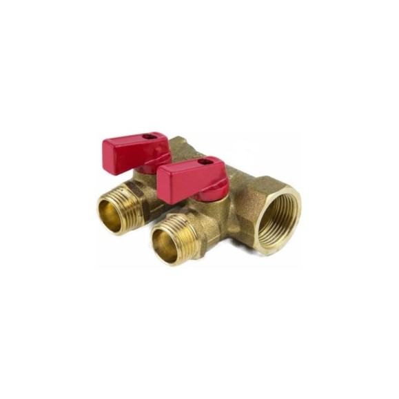 Коллектор Aquasfera латунь, шаровой кран, красный, 3/4", 4 выхода, 1/2", 35 мм 9026-03 027-8995