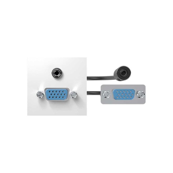 Проходной модуль с адаптером VGA + MiniJack мама/мама Simon, белый, 400 40000191-030