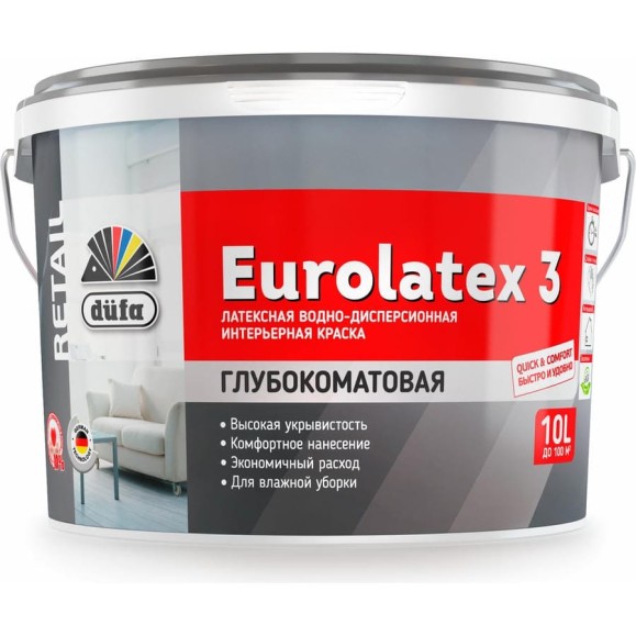Краска Dufa Retail ВД EUROLATEX 3 10 л Н0000003404 Краска Dufa Retail ВД EUROLATEX 3 10 л Н0000003404