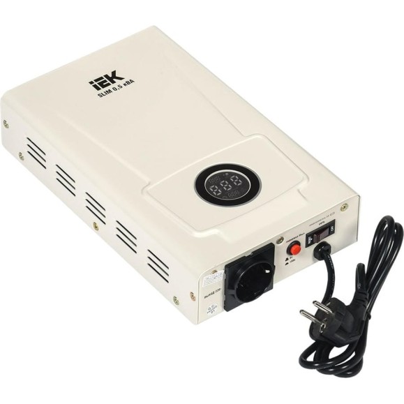 Однофазный стабилизатор напряжения IEK, настенный 0,5кВА SLIM IVS22-1-D05-09 Однофазный стабилизатор напряжения IEK, настенный 0,5кВА SLIM IVS22-1-D05-09