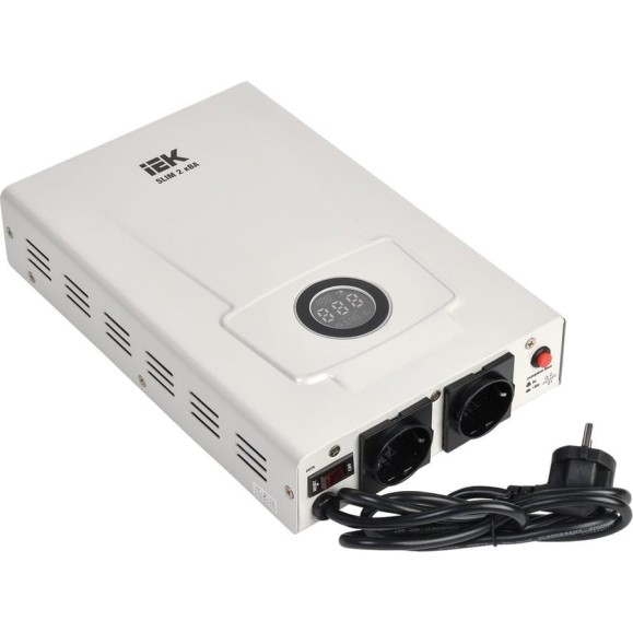 Однофазный стабилизатор напряжения IEK, настенный 2кВА SLIM IVS22-1-002-09 Однофазный стабилизатор напряжения IEK, настенный 2кВА SLIM IVS22-1-002-09