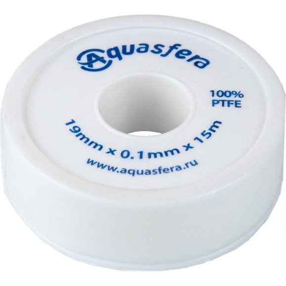 Лента Aquasfera ФУМ катушка 19мм х 0,1мм х 15м PTFE вода 6020 6020-03 008-0547