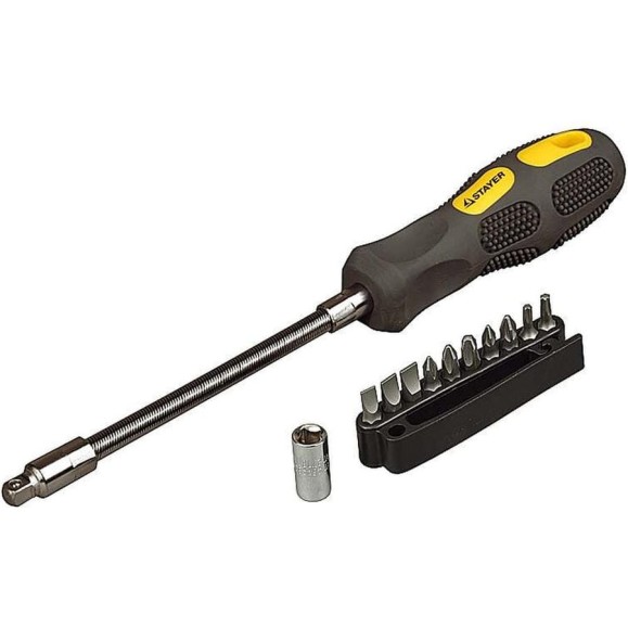 Отвертка MAX-GRIP с гибким стержнем и битами 12 предметов STAYER 2590-H12 G Отвертка MAX-GRIP с гибким стержнем и битами 12 предметов STAYER 2590-H12 G