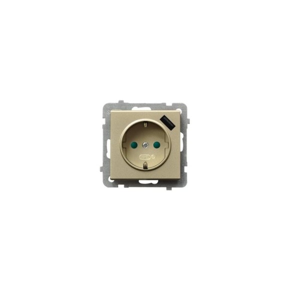 Розетка Ospel Sonata 1-я с/з, Schuko+USB-зарядное, устройство, шампанский золотой GP-1RSPUSB/m/39 Розетка Ospel Sonata 1-я с/з, Schuko+USB-зарядное, устройство, шампанский золотой GP-1RSPUSB/m/39