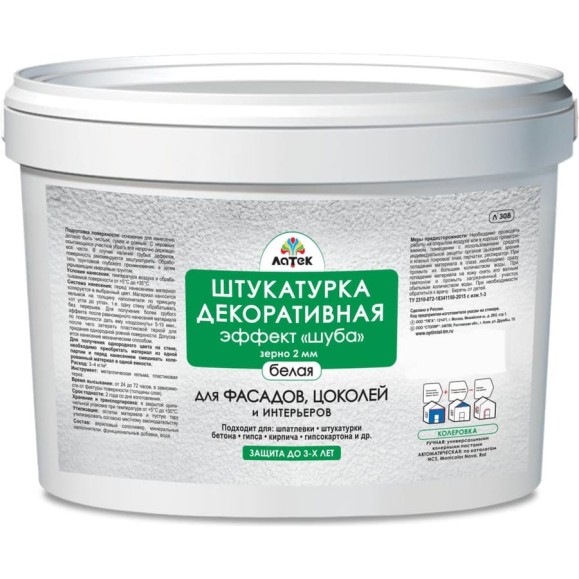Штукатурка Шуба Л308 (7 кг; зерно 2 мм) Латек LAS029 Штукатурка Шуба Л308 (7 кг; зерно 2 мм) Латек LAS029