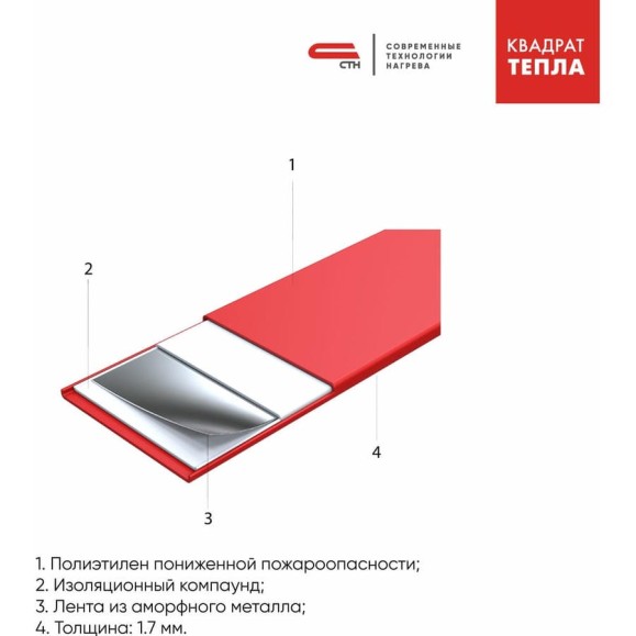 Теплый пол СТН CiTy Heat 150 Вт/м2, 3,5х0,5 м 350050.2 Теплый пол СТН CiTy Heat 150 Вт/м2, 3,5х0,5 м 350050.2