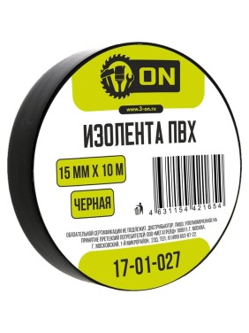 Изолента On ПВХ 15мм х 10м черная 17-01-027