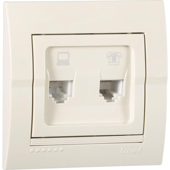 Розетка Lezard DERIY RJ45+RJ11 крем 702-0303-143 Розетка Lezard DERIY RJ45+RJ11 крем 702-0303-143