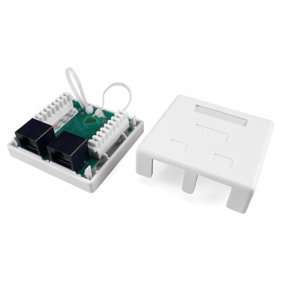 Компьютерная розетка Hyperline, SB1-2-8P8C-C6-WH RJ-45 8P8C, категория 6, двойная, внешняя 430235 Компьютерная розетка Hyperline, SB1-2-8P8C-C6-WH RJ-45 8P8C, категория 6, двойная, внешняя 430235