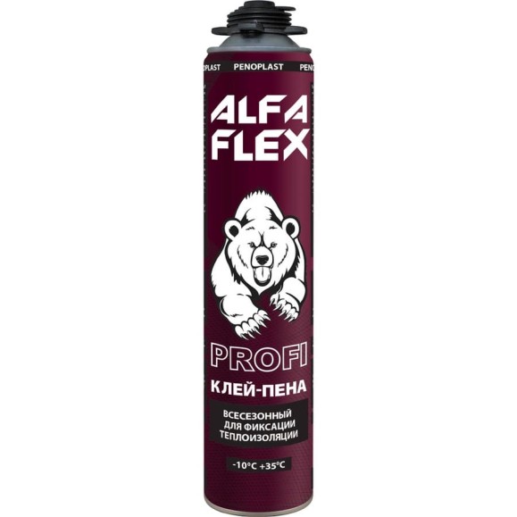 Клей-пена ALFAFLEX Profi пистолетная, всесезонная 756632 Клей-пена ALFAFLEX Profi пистолетная, всесезонная 756632