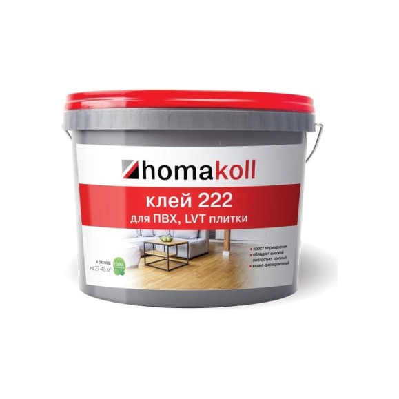 Клей Homakoll 222, для ПВХ и LVT плитки, 12 кг 460401 Клей Homakoll 222, для ПВХ и LVT плитки, 12 кг 460401