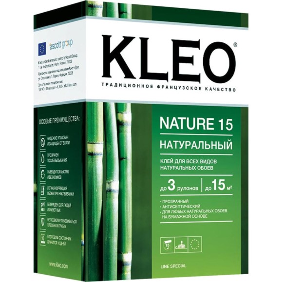 Обойный клей для натуральных обоев KLEO сыпучий 001 NATURE 15 Обойный клей для натуральных обоев KLEO сыпучий 001 NATURE 15