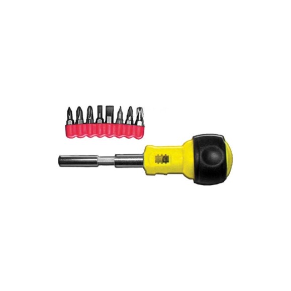 Реверсивная отвертка коротыш с 8 битами FIT DIY 56271 Реверсивная отвертка коротыш с 8 битами FIT DIY 56271