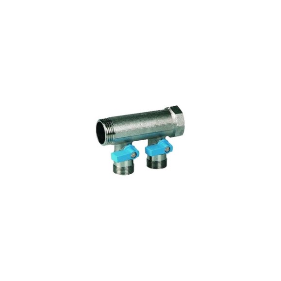 Коллектор с синими шаровыми кранами HENCO 3/4"НР под евроконус, 3/4"-2xEK14,16,18,20 VB050502-BLAUW Коллектор с синими шаровыми кранами HENCO 3/4"НР под евроконус, 3/4"-2xEK14,16,18,20 VB050502-BLAUW