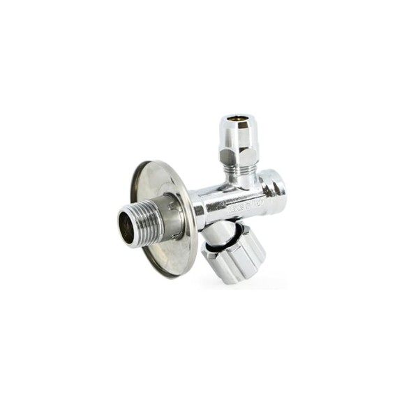 Вентиль Uni-Fitt  Н-обжим 1/2" х 10 мм 3/8", для подключения бачков/смесителей, хром, рукоятка металл 186M2500