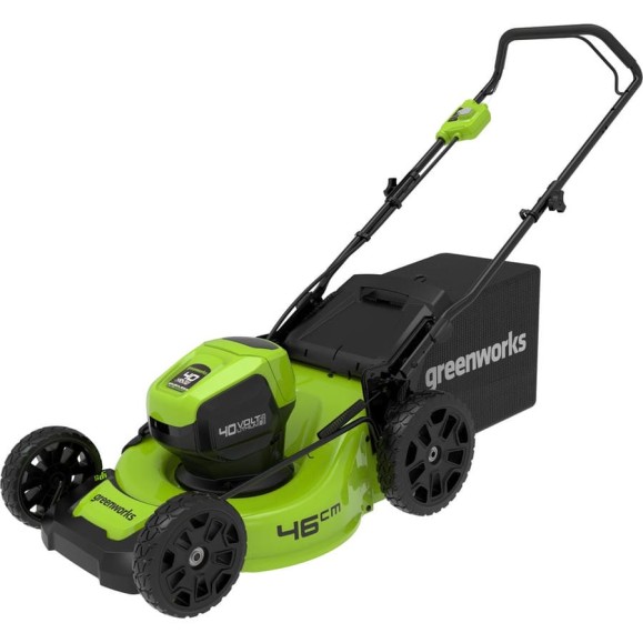 Бесщеточная аккумуляторная газонокосилка Greenworks GD40LM46HP 40 В, с 1 АКБ 4 А*ч и ЗУ 2514407UB Бесщеточная аккумуляторная газонокосилка Greenworks GD40LM46HP 40 В, с 1 АКБ 4 А*ч и ЗУ 2514407UB