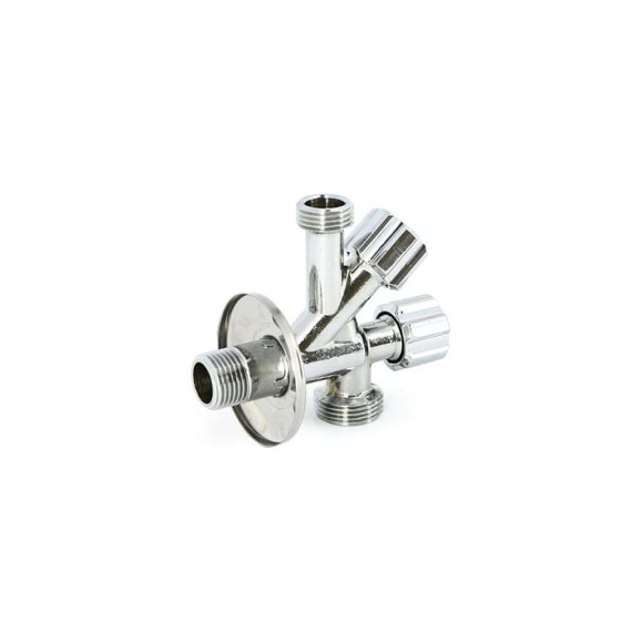 Комбинированный вентиль Uni-Fitt Н 1/2" х 1/2" х 3/4" универсальный, хром 184A2230