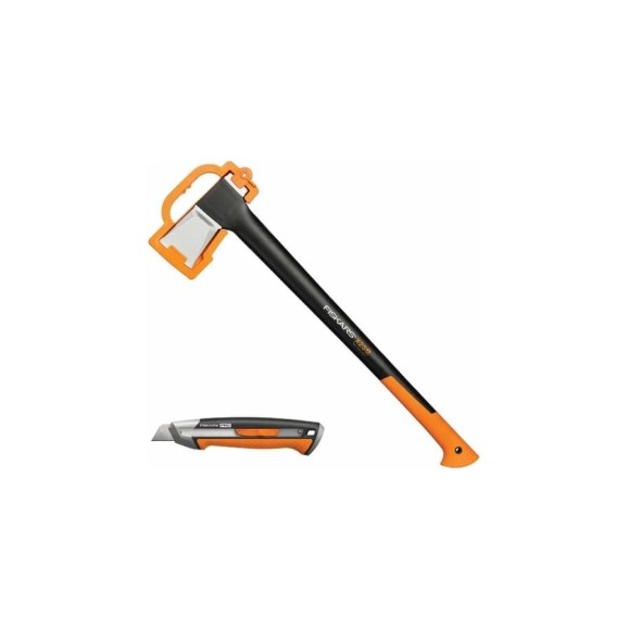 Набор Fiskars: топор Х25, строительный нож CarbonMax 1057915 Набор Fiskars: топор Х25, строительный нож CarbonMax 1057915