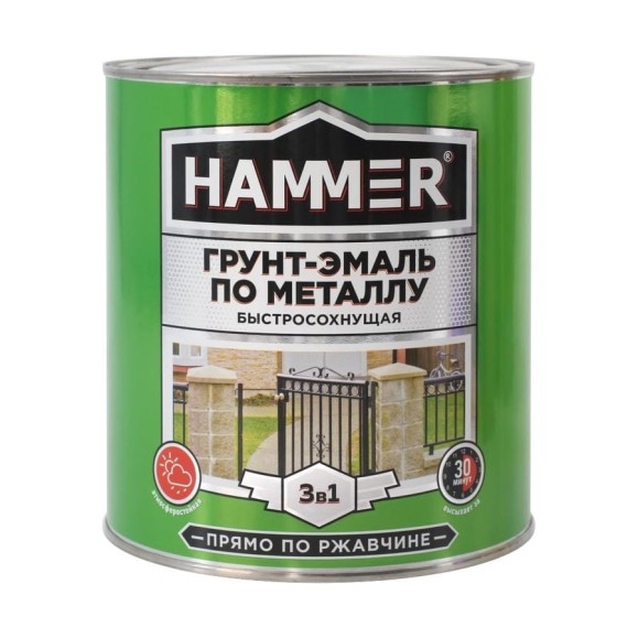 Грунт-эмаль по металлу HAMMER 3в1 б/с белая 2,7 кг ЭК000125861 Грунт-эмаль по металлу HAMMER 3в1 б/с белая 2,7 кг ЭК000125861