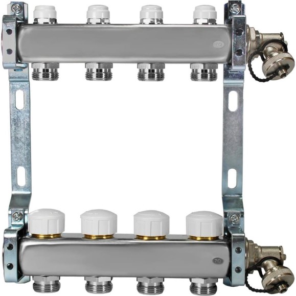 Коллекторная группа из нержавеющей стали COLSYS 805R 4 выхода, с отсечными, термостатическими и дренажными клапанами 1805R22504