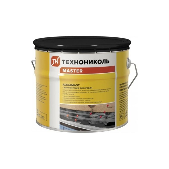 Битумно-резиновая мастика Технониколь AquaMast, ведро 3 кг TN889469 Битумно-резиновая мастика Технониколь AquaMast, ведро 3 кг TN889469