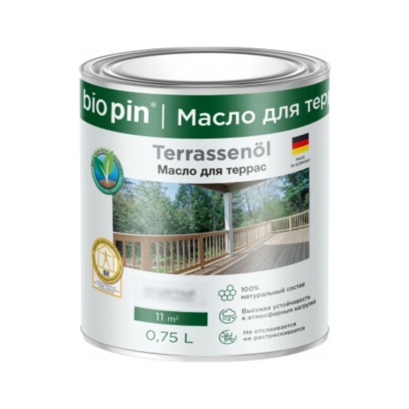 Масло для террас BIO PIN 4010 Terrassenol в цвете Тик (2086) 0,75 л 40101C102 Масло для террас BIO PIN 4010 Terrassenol в цвете Тик (2086) 0,75 л 40101C102