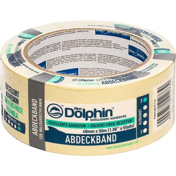Малярная лента Blue Dolphin Masking Tape сильная адгезия, ровный край, 48мм х 50м 01-7-15 ST627 Малярная лента Blue Dolphin Masking Tape сильная адгезия, ровный край, 48мм х 50м 01-7-15 ST627