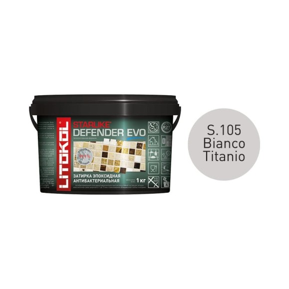 Эпоксидный состав для укладки мозаики LITOKOL STARLIKE Defender EVO S.105 BIANCO TITANIO 485550002 Эпоксидный состав для укладки мозаики LITOKOL STARLIKE Defender EVO S.105 BIANCO TITANIO 485550002