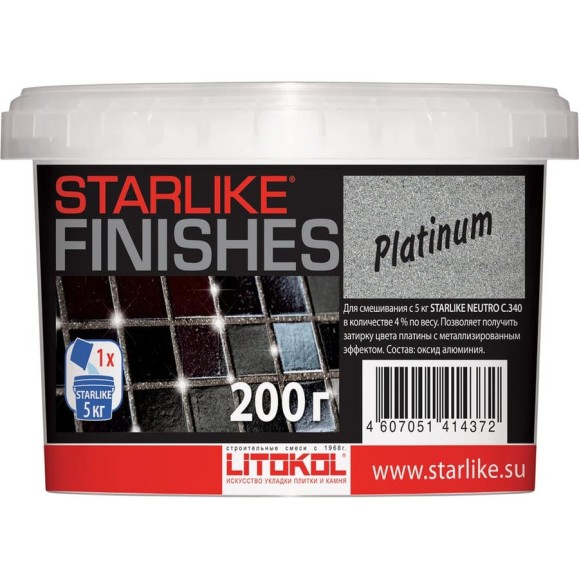 Декоративная добавка LITOKOL PLATINUM платинового цвета для Starlike 0,2 кг 480020004 Декоративная добавка LITOKOL PLATINUM платинового цвета для Starlike 0,2 кг 480020004