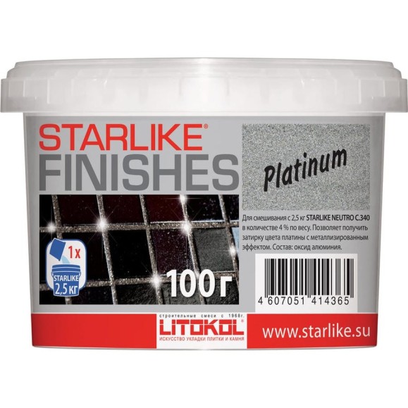 Декоративная добавка LITOKOL PLATINUM платинового цвета для Starlike 0,1 кг 480020003 Декоративная добавка LITOKOL PLATINUM платинового цвета для Starlike 0,1 кг 480020003