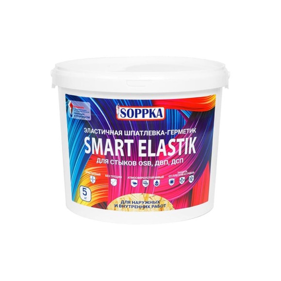 Эластичная шпатлевка-герметик для OSB SOPPKA SMART ELASTIK 5кг СОП-Шов5 Эластичная шпатлевка-герметик для OSB SOPPKA SMART ELASTIK 5кг СОП-Шов5