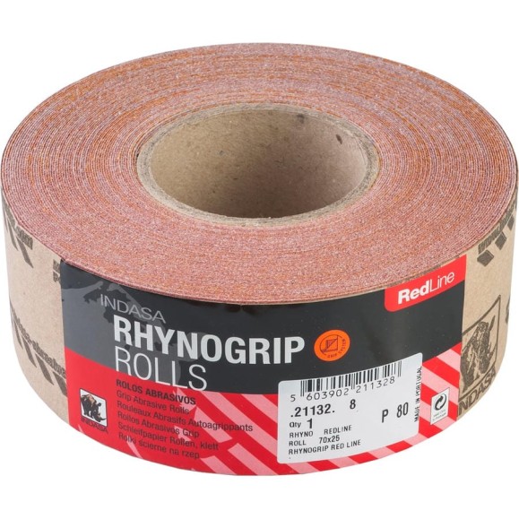 Рулон RHYNOGRIP (70 мм; 25 м; Р80) INDASA 21132