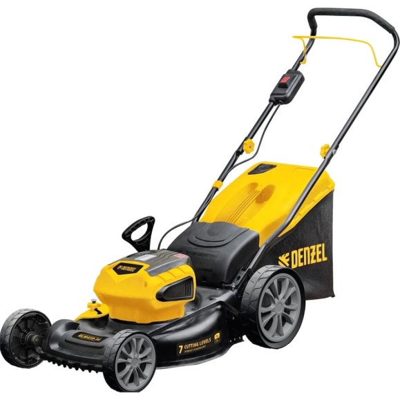 Аккумуляторная бесщеточная газонокосилка Denzel RLM450-36 Li-ion, 36 В, 4 Ач 58910 Аккумуляторная бесщеточная газонокосилка Denzel RLM450-36 Li-ion, 36 В, 4 Ач 58910