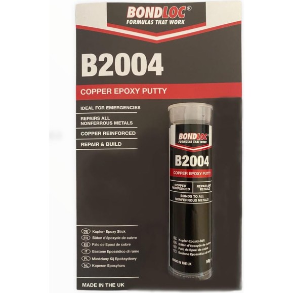 Эпоксидная 2K шпатлевка, палочка для ремонта деталей из меди Bondloc B2004 блистер, 50 г B2004C50G