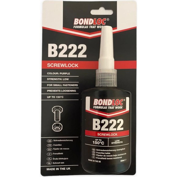 Резьбовой фиксатор низкой прочности Bondloc B222 блистер, 50 мл B222C50ML Резьбовой фиксатор низкой прочности Bondloc B222 блистер, 50 мл B222C50ML