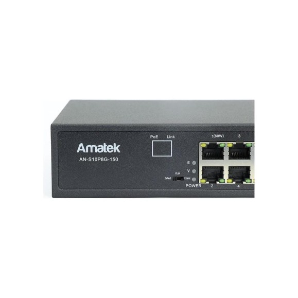 Коммутатор Amatek AN-S10P8G-150 HiPoE, PoE+ 7000415 Коммутатор Amatek AN-S10P8G-150 HiPoE, PoE+ 7000415