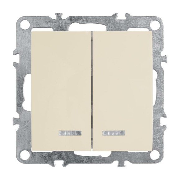 2-клавишный выключатель STEKKER с индикатором, механизм, PSW10-9102-02, 250В, 10А, серия Эрна, слоновая кость 39321 2-клавишный выключатель STEKKER с индикатором, механизм, PSW10-9102-02, 250В, 10А, серия Эрна, слоновая кость 39321