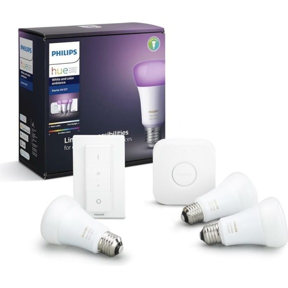 Набор из 3 цветных ламп, блока управления и диммера Philips Hue CA 9W A60 E27 set RUS 929002216825 Набор из 3 цветных ламп, блока управления и диммера Philips Hue CA 9W A60 E27 set RUS 929002216825