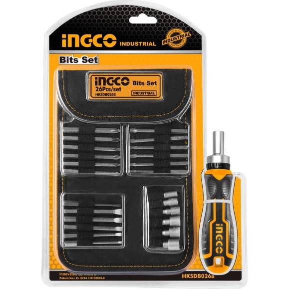 Отвертка с битами INGCO INDUSTRIAL трещоточная, 26шт HKSDB0268 Отвертка с битами INGCO INDUSTRIAL трещоточная, 26шт HKSDB0268