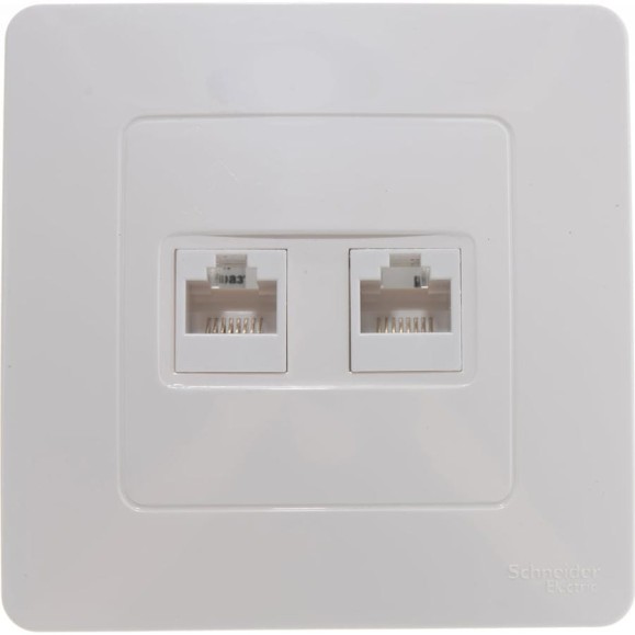 Двойная розетка Systeme Electric BLANCA, С/У, компьютерная, RJ45, категория 5E, молочный BLNIS045452 Двойная розетка Systeme Electric BLANCA, С/У, компьютерная, RJ45, категория 5E, молочный BLNIS045452