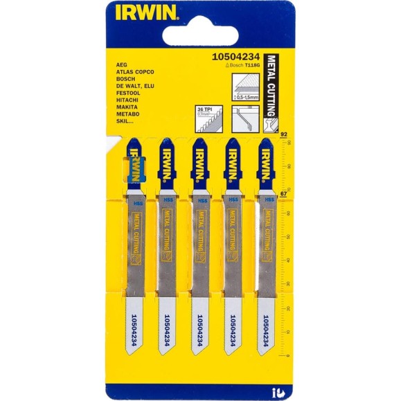 Пилка T118G (5 шт; 6TPI; HSS) для электролобзика Irwin 10504234 Пилка T118G (5 шт; 6TPI; HSS) для электролобзика Irwin 10504234