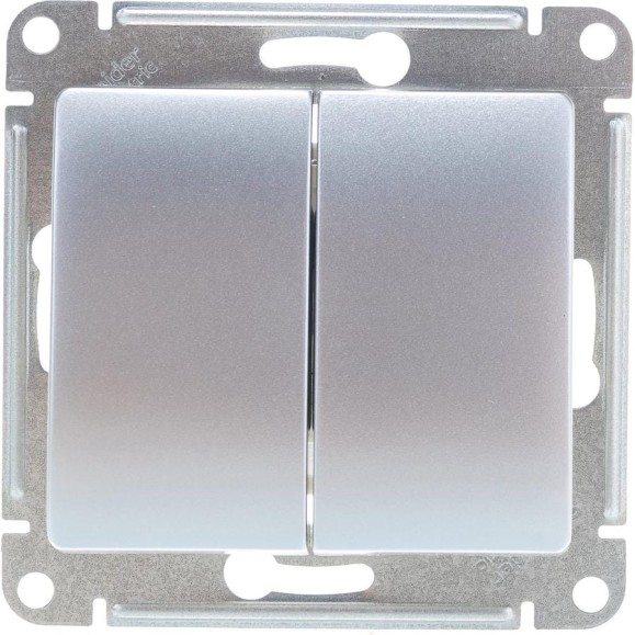 2-клавишный выключатель Systeme Electric (Schneider Electric) GLOSSA, сх.5, 10АХ, алюминий GSL000351