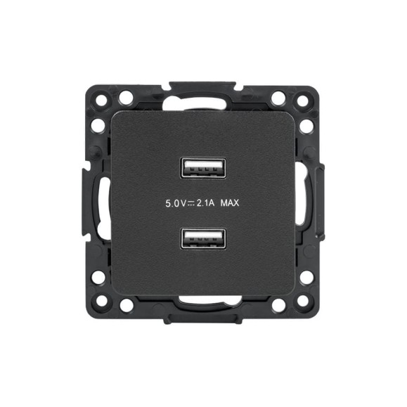 Механизм розетки EKF Стокгольм, USB, 2-местная, 2,1А, черный, PROxima EZR16-028-10-2USB Механизм розетки EKF Стокгольм, USB, 2-местная, 2,1А, черный, PROxima EZR16-028-10-2USB