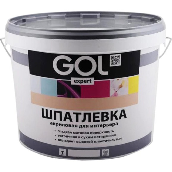 Шпатлевка ИНТЕРЬЕРНАЯ акриловая GOLexpert  expК1-15  15кг PALIZH 11605817