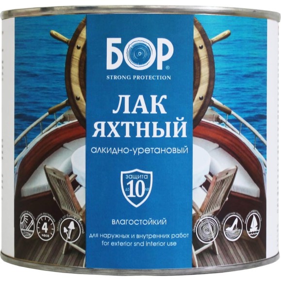 Яхтный лак для дерева Бор бесцветный, глянцевый, 1,8 кг 4607023396897 Яхтный лак для дерева Бор бесцветный, глянцевый, 1,8 кг 4607023396897