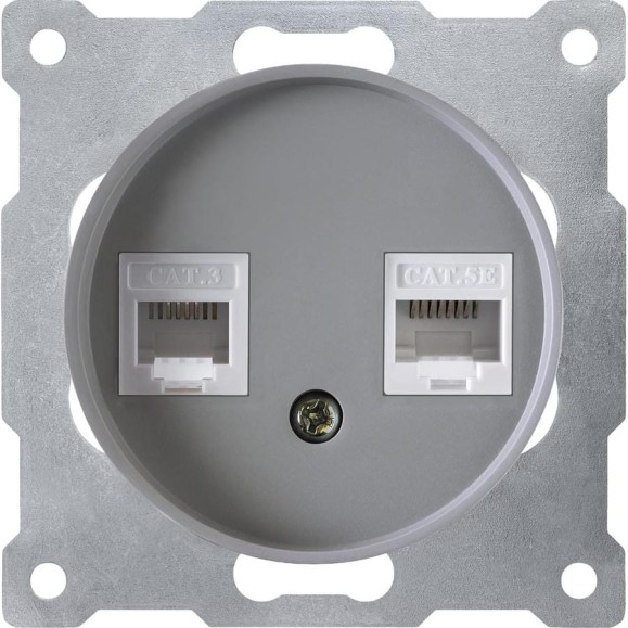 Телефонная/компьютерная розетка RJ-11/RJ-45 OneKeyElectro, цвет серый 1E20801302 2172840