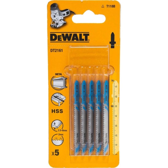 Пилка по металлу HSS 76х50х2х6 мм, T118B, 5 шт. DEWALT DT2161