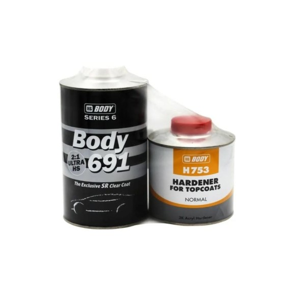 Лак HB BODY PROLINE 691 2:1 UHS SR 1 л + отвердитель H753 норм. 0,5 л, комплект 6911007531 Лак HB BODY PROLINE 691 2:1 UHS SR 1 л + отвердитель H753 норм. 0,5 л, комплект 6911007531