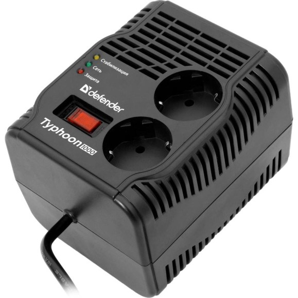 Стабилизатор напряжения Defender AVR Typhoon 1000 320 Вт, 2 розетки 99033 Стабилизатор напряжения Defender AVR Typhoon 1000 320 Вт, 2 розетки 99033