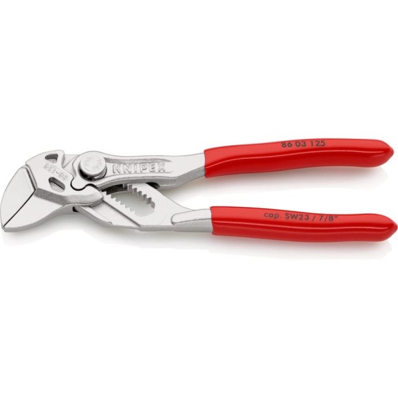 Переставные клещи-ключ Knipex 125 мм, 23 мм (7/8"), хром, 1К ручки, KN-8603125SB Переставные клещи-ключ Knipex 125 мм, 23 мм (7/8"), хром, 1К ручки, KN-8603125SB